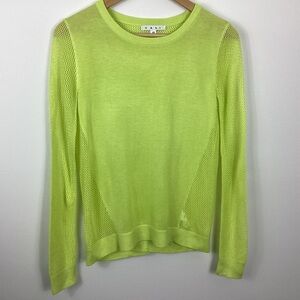 Cabi Split Back Pullover Lemon Lime Sweater Size XS